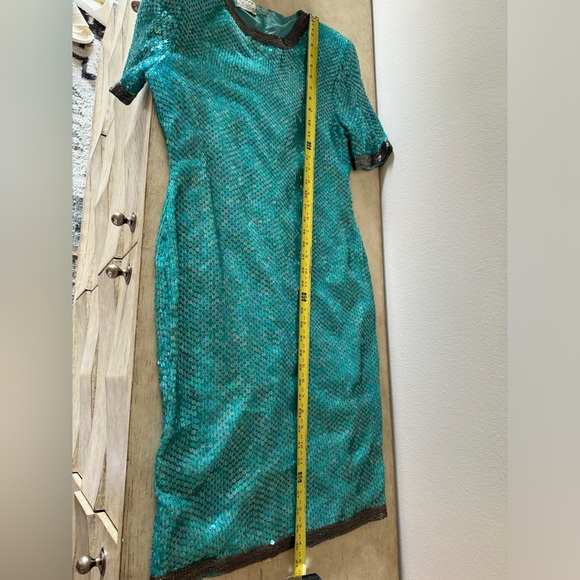 Vintage Stenay Turquoise Sequin Gown Mini Dress XS - Picture 13 of 15